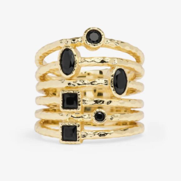 Melinda Maria Monroe Ring Gold|Black Diamondettes - Picture 1 of 6